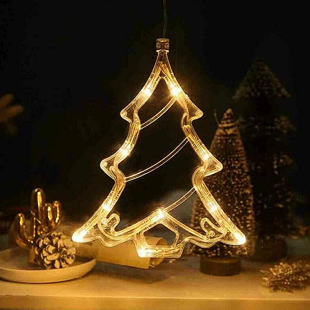 Χριστουγεννιάτικη διακόσμηση για το παράθυρο, περιλαμβάνει: κεριά πυραμίδας, έλατο, αστέρι και άγγελος
