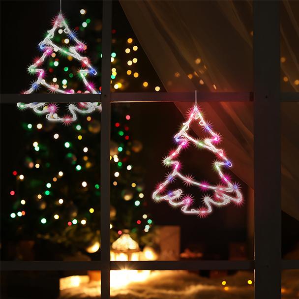 Χριστουγεννιάτικη διακόσμηση για το παράθυρο, περιλαμβάνει: φανάρι, έλατο και αστέρι