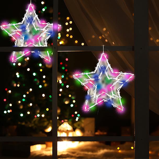 Χριστουγεννιάτικη διακόσμηση για το παράθυρο, περιλαμβάνει: φανάρι, έλατο και αστέρι