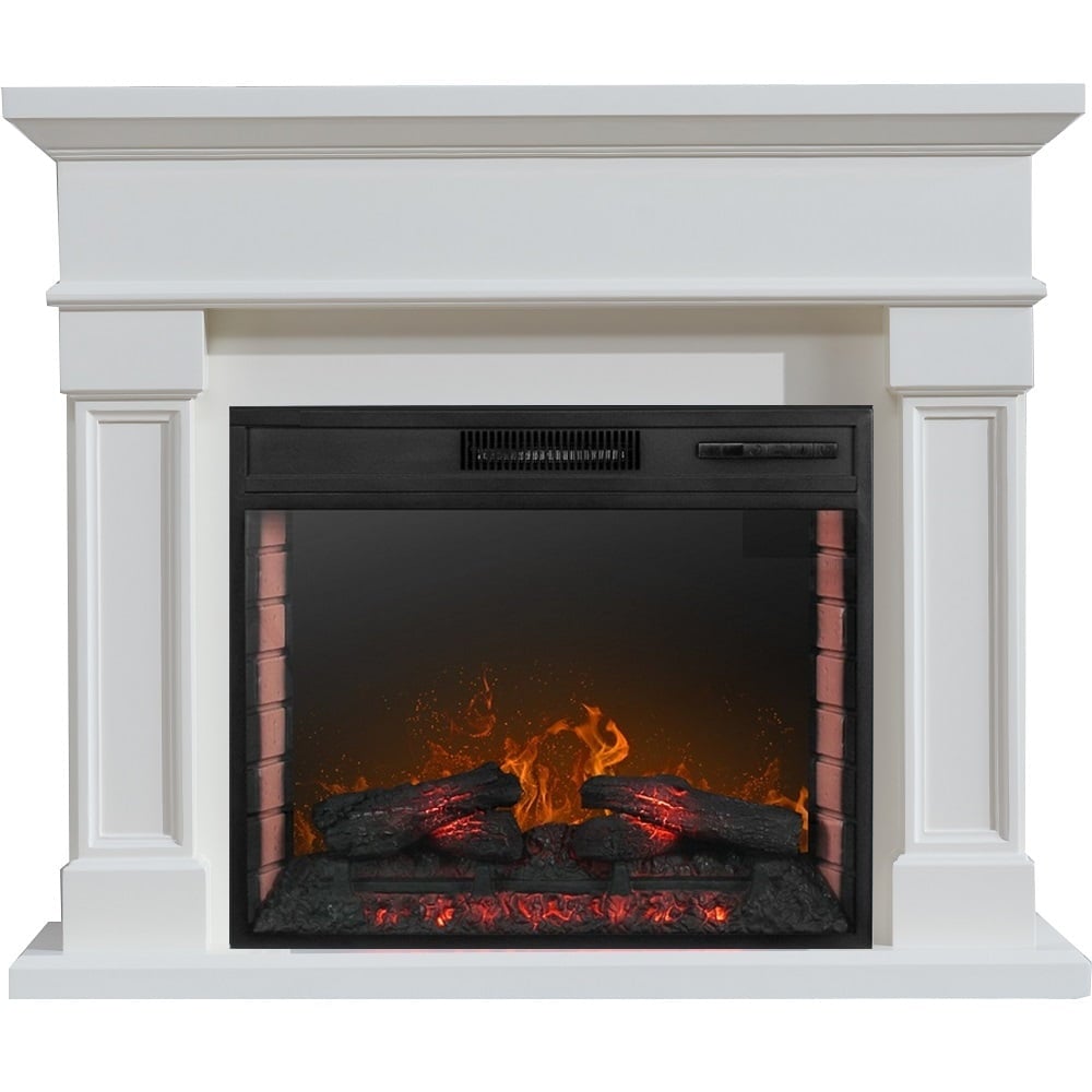 Λευκό τζάκι 3D Lisa με εστία 28 ιντσών, Υ120xΥ102cm, με ήχο